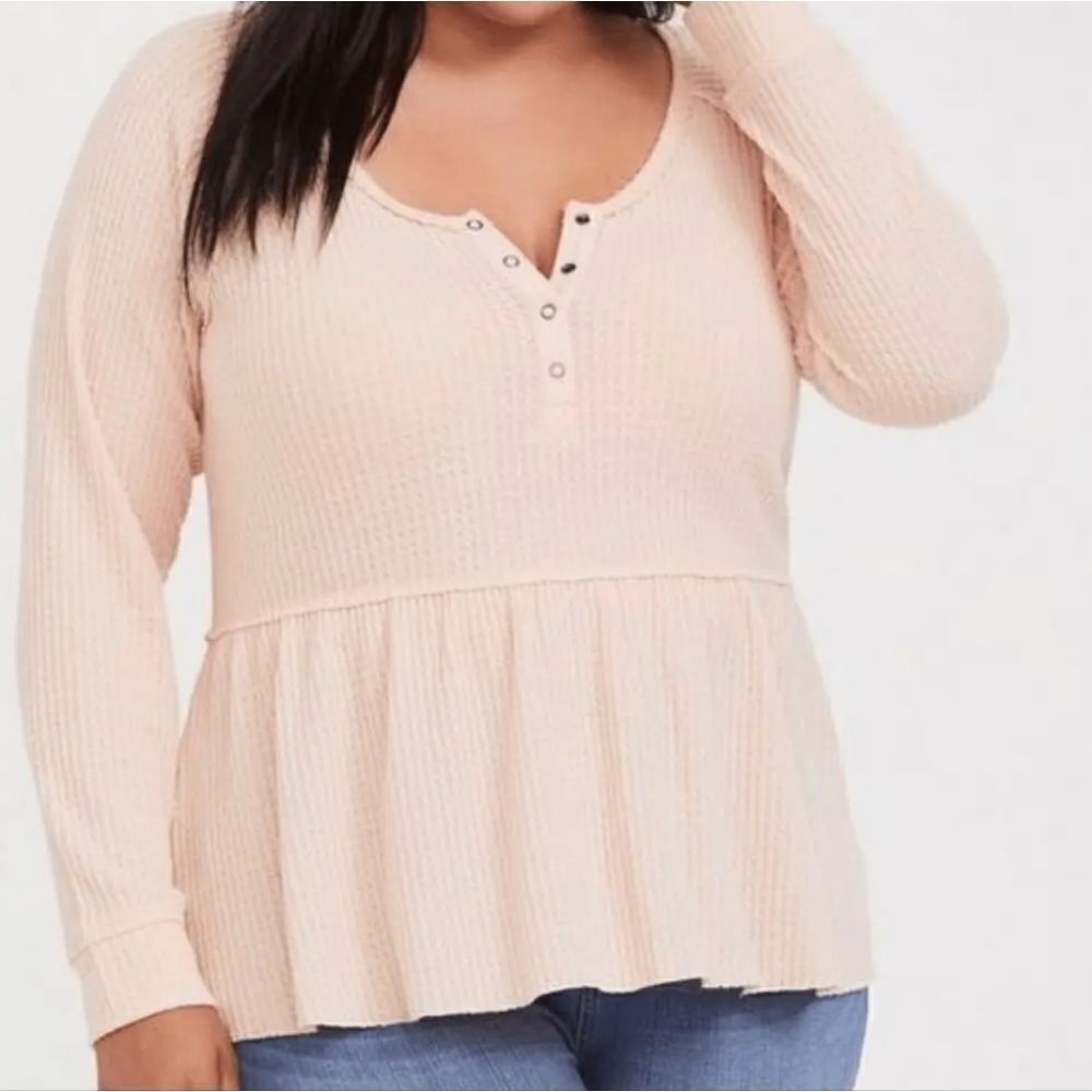 Torrid Brushed Waffle Knit Henley Top